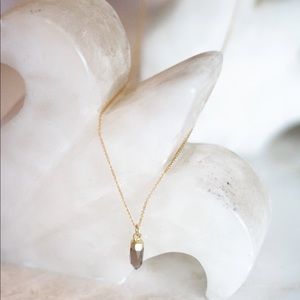 Gold Chain Smoky Quartz Crystal Necklace